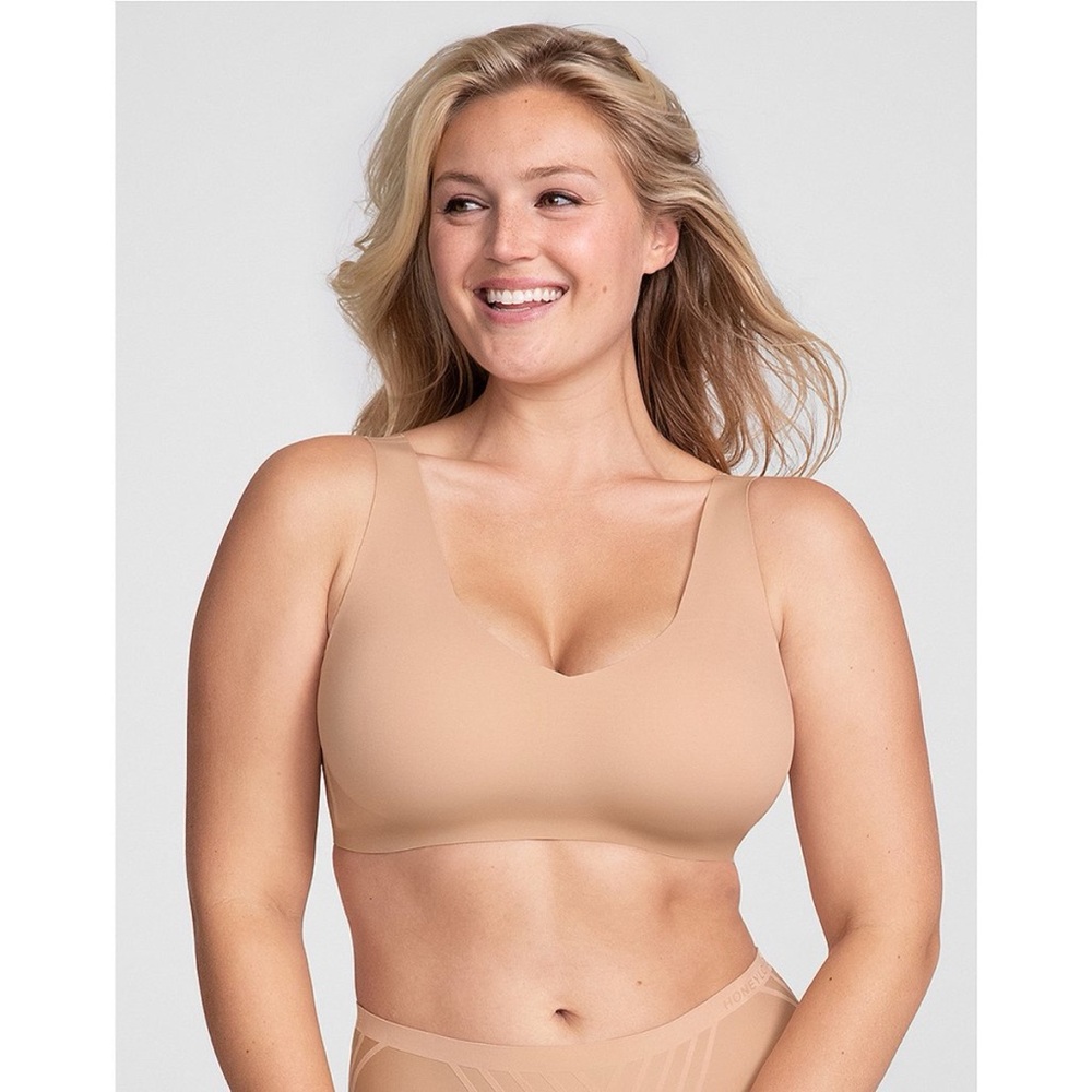 Honeylove Bra Bralette 1X V-Neck Wireless Sand